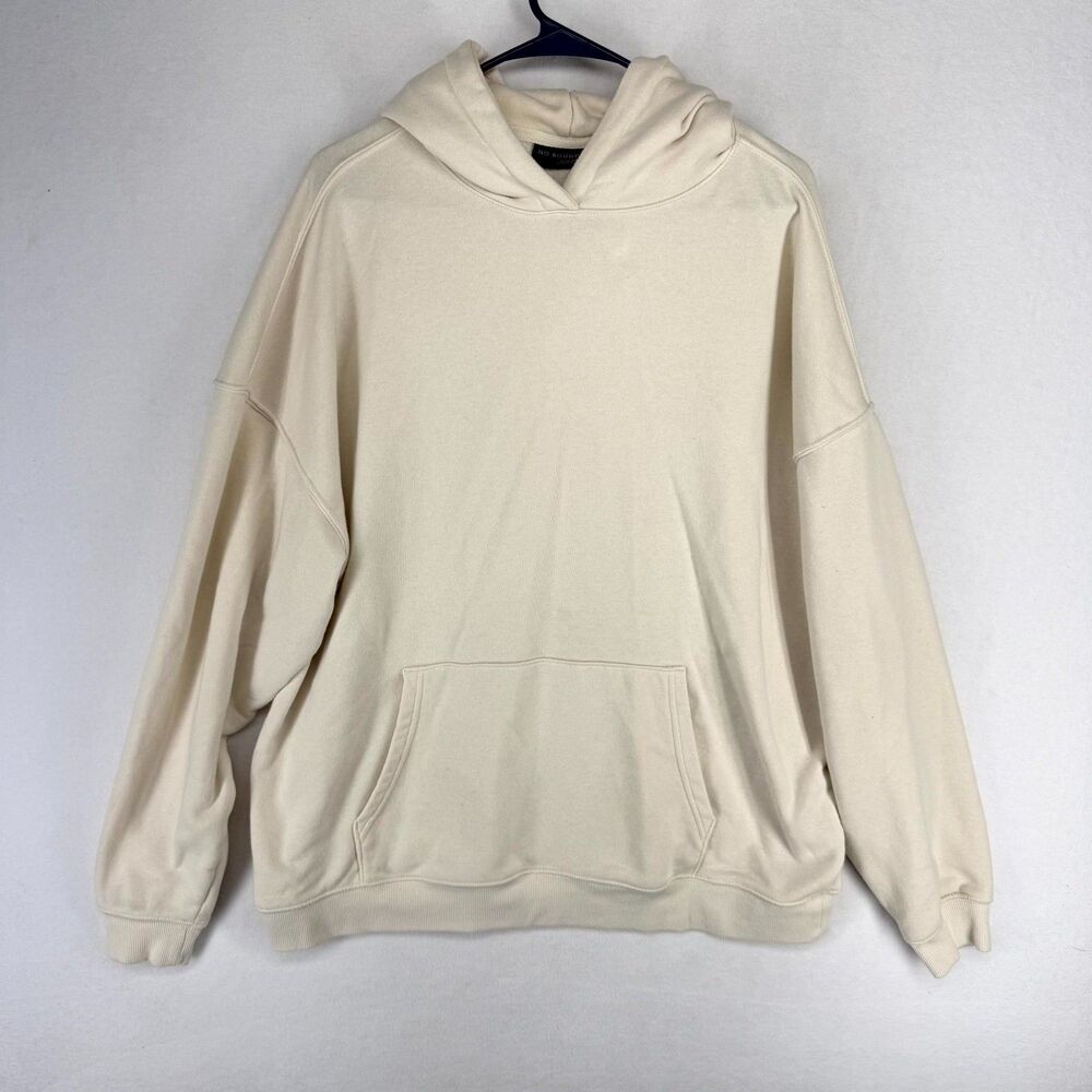 No Boundaries Mens Cream Color Hooded Sweatshirt Size L
